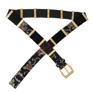SUZI ROHER Patchwork velvet brocade stretch belt M+